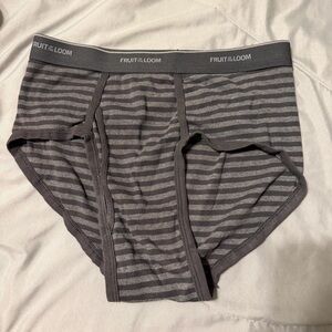 Fruit of the Loom Men's Black and Gray Striped Briefs